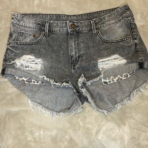 Black Distressed Denim Shorts